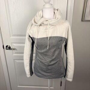 Horze Cowl Neck Hoodie Size Small Sherpa Gray And Cream